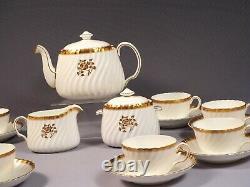 Minton GOLD ROSE Coffee Teapot Set Sugar Creamer Cup Saucer H 4680 Swirl Rim