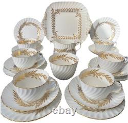 Minton Golden Symphony White Tea Set 21 Pieces Cup Saucer Milk Sugar Side Plate