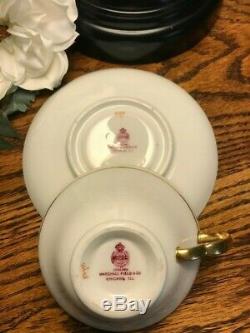 Minton Green Gold Encrusted Tea Cup & Saucer EUC