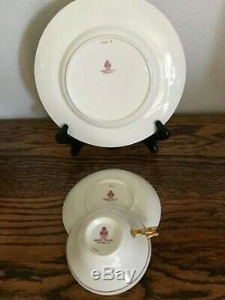 Minton Green Gold Encrusted Trio Cup Saucer Luncheon Plate 3 Pce Set