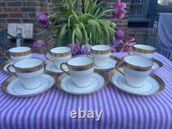 Minton H1935 Gold Greek Key Demitasse Cups & Saucers Set of 7 Excellent