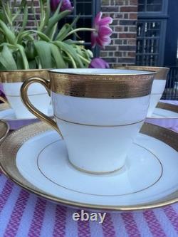 Minton H1935 Gold Greek Key Demitasse Cups & Saucers Set of 7 Excellent