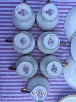 Minton H1935 Gold Greek Key Demitasse Cups & Saucers Set of 7 Excellent
