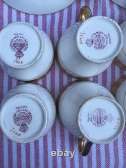Minton H1935 Gold Greek Key Demitasse Cups & Saucers Set of 7 Excellent