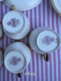 Minton H1935 Gold Greek Key Demitasse Cups & Saucers Set of 7 Excellent