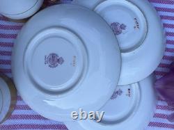 Minton H1935 Gold Greek Key Demitasse Cups & Saucers Set of 7 Excellent