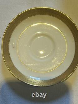 Minton H1935 Gold Greek Key Demitasse Cups & Saucers Set of 7 Excellent