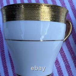 Minton H1935 Gold Greek Key Demitasse Cups & Saucers Set of 7 Excellent