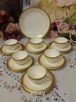 Minton H. 2809 Cups, Saucers, Side Plates. Cream/ White And Gold Romaneaque Teaset