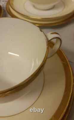 Minton H. 2809 Cups, Saucers, Side Plates. Cream/ White And Gold Romaneaque Teaset