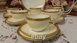 Minton H. 2809 Cups, Saucers, Side Plates. Cream/ White And Gold Romaneaque Teaset