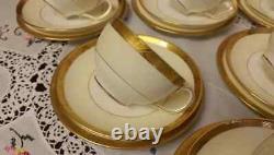 Minton H. 2809 Cups, Saucers, Side Plates. Cream/ White And Gold Romaneaque Teaset