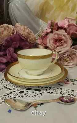 Minton H. 2809 Cups, Saucers, Side Plates. Cream/ White And Gold Romaneaque Teaset
