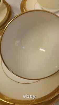 Minton H. 2809 Cups, Saucers, Side Plates. Cream/ White And Gold Romaneaque Teaset