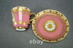 Minton Hand Painted Cherub Raised Gold & Platinum Pompadour Pink Cup & Saucer