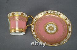 Minton Hand Painted Girl Portrait Raised Gold & Platinum Pompadour Pink Cup