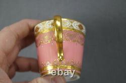Minton Hand Painted Girl Portrait Raised Gold & Platinum Pompadour Pink Cup