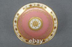 Minton Hand Painted Girl Portrait Raised Gold & Platinum Pompadour Pink Cup