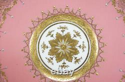 Minton Hand Painted Girl Portrait Raised Gold & Platinum Pompadour Pink Cup