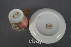 Minton Hand Painted Girl Portrait Raised Gold & Platinum Pompadour Pink Cup