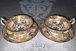 Minton Peach Gold Tea Cup & Saucer (2) c. 1828-1842 Green & Sons St. Pauls London