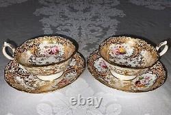 Minton Peach Gold Tea Cup & Saucer (2) c. 1828-1842 Green & Sons St. Pauls London