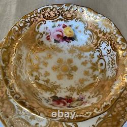 Minton Peach Gold Tea Cup & Saucer (2) c. 1828-1842 Green & Sons St. Pauls London