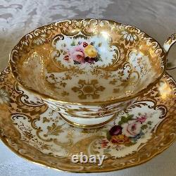 Minton Peach Gold Tea Cup & Saucer (2) c. 1828-1842 Green & Sons St. Pauls London