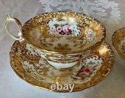 Minton Peach Gold Tea Cup & Saucer (2) c. 1828-1842 Green & Sons St. Pauls London