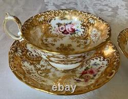 Minton Peach Gold Tea Cup & Saucer (2) c. 1828-1842 Green & Sons St. Pauls London