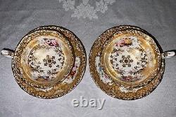 Minton Peach Gold Tea Cup & Saucer (2) c. 1828-1842 Green & Sons St. Pauls London