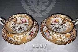 Minton Peach Gold Tea Cup & Saucer (2) c. 1828-1842 Green & Sons St. Pauls London