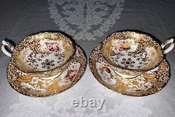 Minton Peach Gold Tea Cup & Saucer (2) c. 1828-1842 Green & Sons St. Pauls London