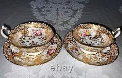 Minton Peach Gold Tea Cup & Saucer (2) c. 1828-1842 Green & Sons St. Pauls London