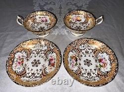 Minton Peach Gold Tea Cup & Saucer (2) c. 1828-1842 Green & Sons St. Pauls London