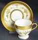 Minton Riverton Demitasse Footed Coffee Cups & Saucers Raised Gold Pattern