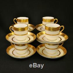 Minton Set 8 Cups Saucers for Tiffany Encrusted Gold H3774 Wellington 1911-1912