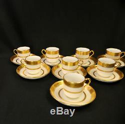 Minton Set 8 Cups Saucers for Tiffany Encrusted Gold H3774 Wellington 1911-1912