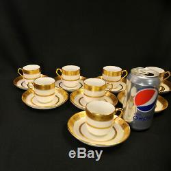 Minton Set 8 Cups Saucers for Tiffany Encrusted Gold H3774 Wellington 1911-1912
