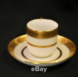 Minton Set 8 Cups Saucers for Tiffany Encrusted Gold H3774 Wellington 1911-1912