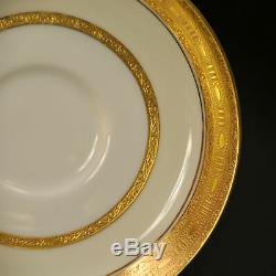 Minton Set 8 Cups Saucers for Tiffany Encrusted Gold H3774 Wellington 1911-1912