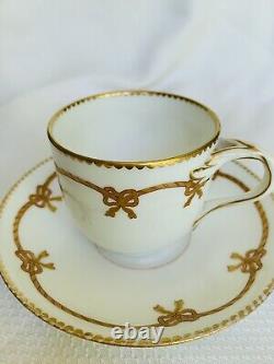 Minton Split Handle Cup Saucer Gold Bows Antique