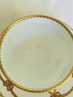 Minton Split Handle Cup Saucer Gold Bows Antique