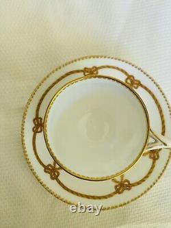 Minton Split Handle Cup Saucer Gold Bows Antique