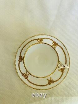 Minton Split Handle Cup Saucer Gold Bows Antique