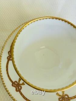 Minton Split Handle Cup Saucer Gold Bows Antique