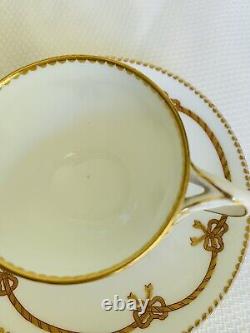 Minton Split Handle Cup Saucer Gold Bows Antique