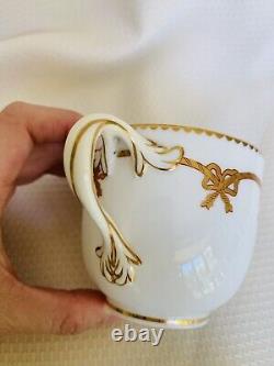 Minton Split Handle Cup Saucer Gold Bows Antique