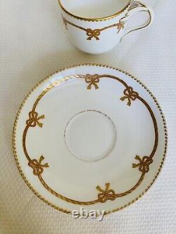 Minton Split Handle Cup Saucer Gold Bows Antique