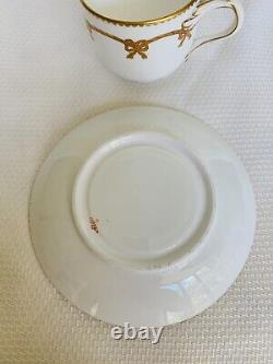 Minton Split Handle Cup Saucer Gold Bows Antique